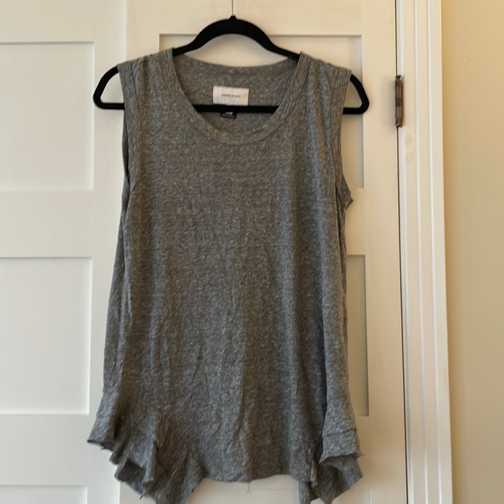 Current Elliott heathered gray tank with ruffles S